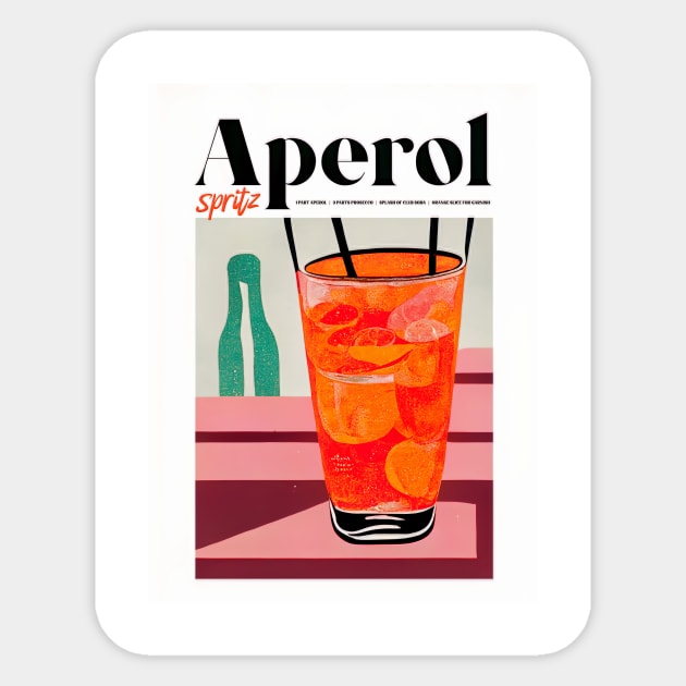 Retro Aperol Spritz Poster Daydrinking Homebar, Kitchen Bar Prints, Vintage Drinks, Recipe, Wall Art Sticker by BetterManufaktur